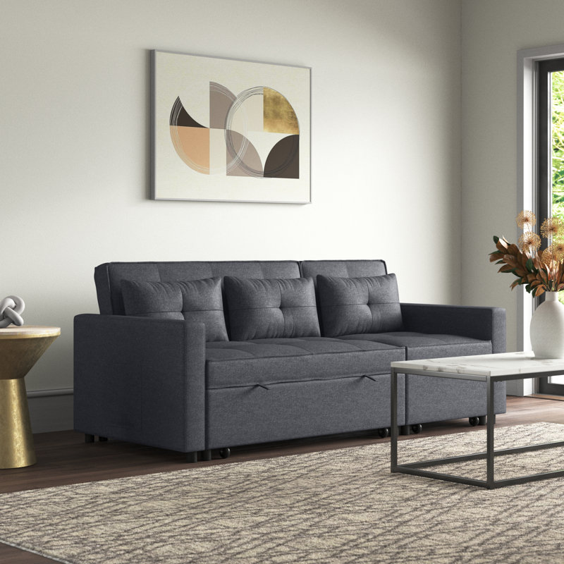 Risner Upholstered 79.5'' Sleeper Sofa, Dark Gray Linen