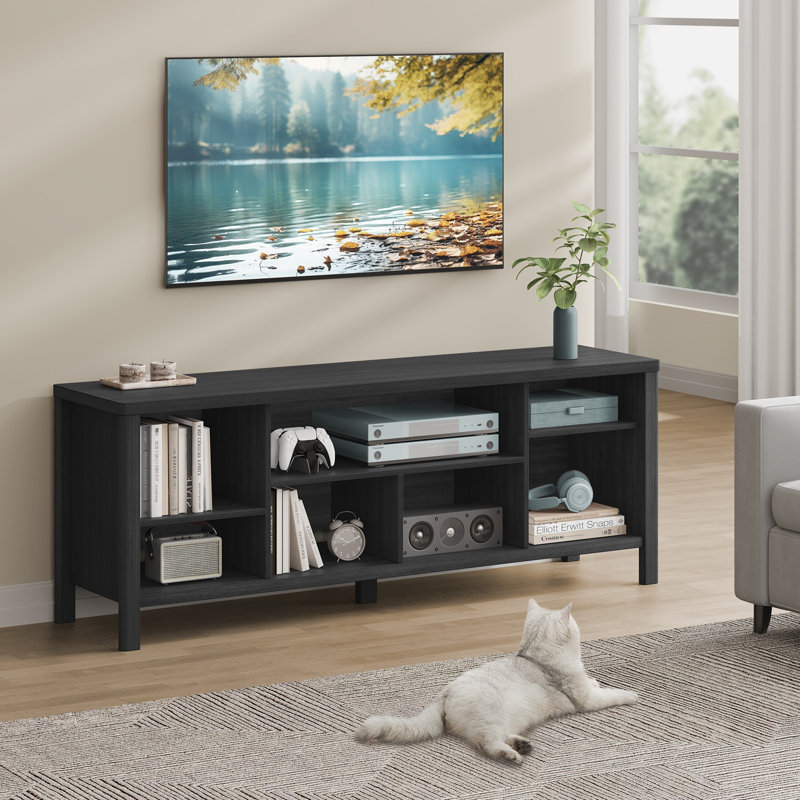 Tv Cabinet With Storage Shelves, Black