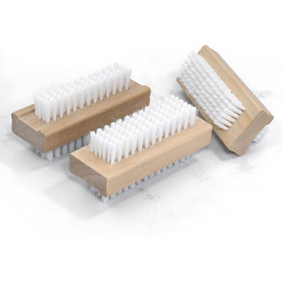 Wooden Nail Brush Set 3 Pack Double Sided Firm Bristle Nail Cleaner For Hands Feet Manicure Pedicure Cleaning Brush Durable Design
