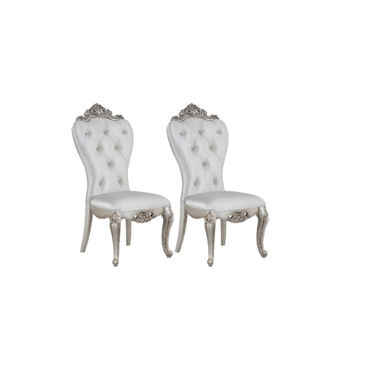 Ensemble de deux chaises d'appoint de salle à manger rembourrées Queen Anne