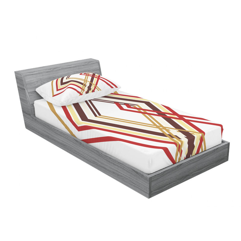 White and Red Geometric Print Twin XL Microfiber Sheet Set