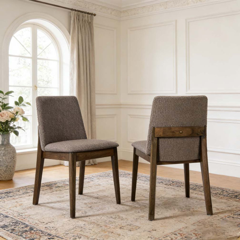 Upholstered Armless Dining Chairs, Brown,Walnut