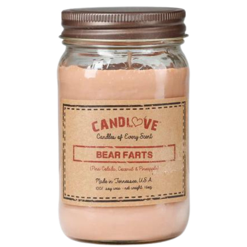 Bougie parfumée avec support en verre Bear Farts