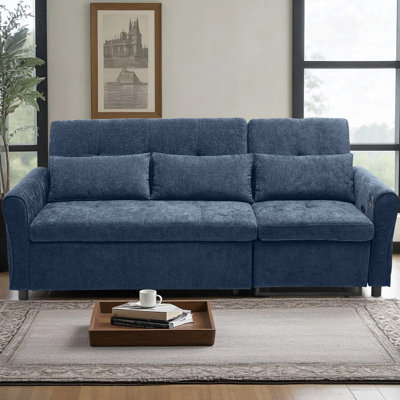 Modern 2-in-1 Convertible Sofa Bed and Recliner with USB Charging Ports by Lark Manor
