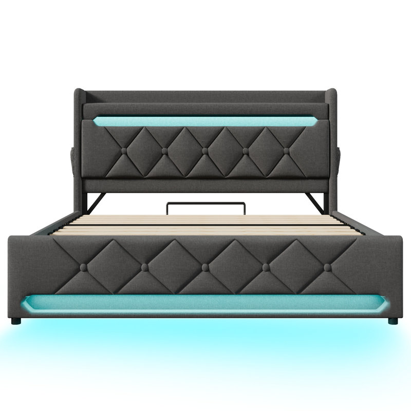 Upholstered Ottoman Storage Bed, Kingsize (5'), Black