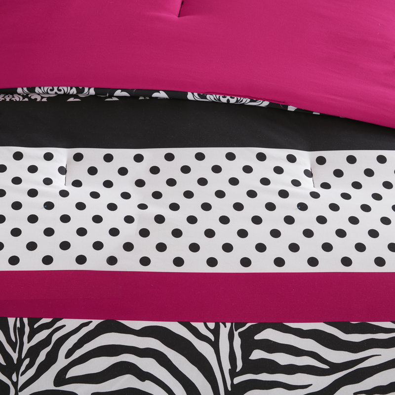 Full Pink Microfiber Zebra Print Kids Comforter Set