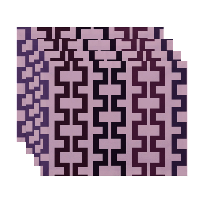 Cuff-Links Polyester Geometric Rectangle Placemat, Pink / Purple