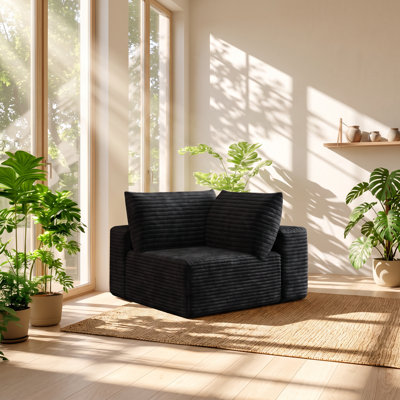 Fauteuil d'angle modulaire en velours côtelé l 39,5 po x P 39,5 po x H 24,43 po Y
