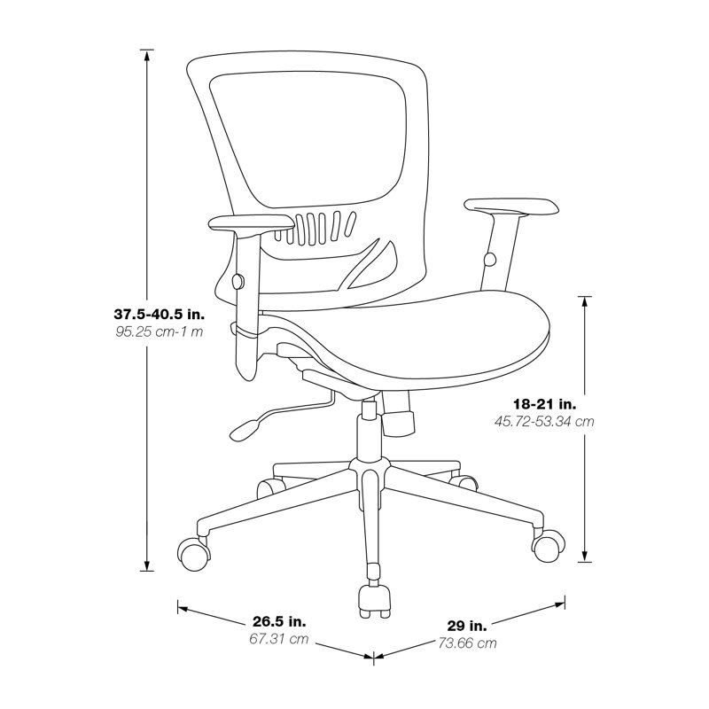 Executive Black Mesh and Metal Office Chair with Adjustable Arms