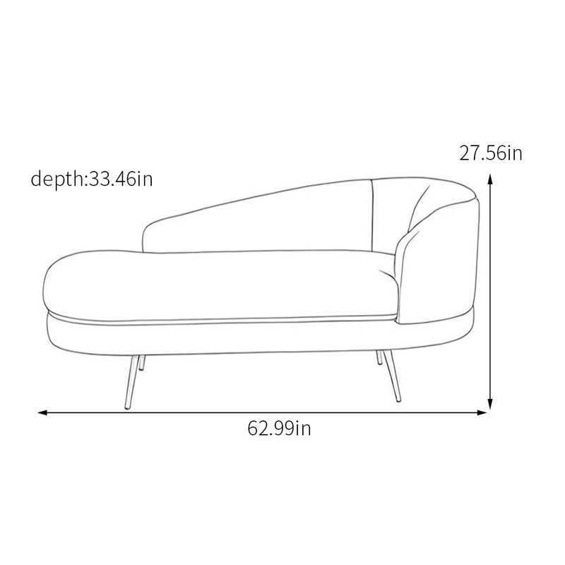 Chaise longue en tissu avec pieds en métal, Orienté à droite, Couleur café