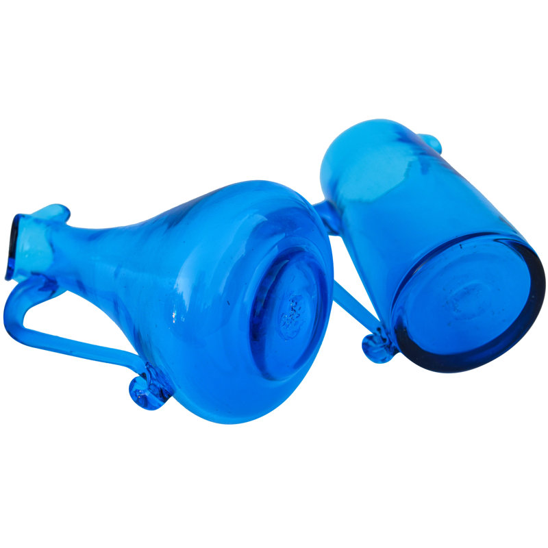 Vintage Blue Glass Creamers - Set Of 2