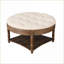 Table basse repose-pieds en lin de campagne à 2 niveaux recouverte de lin imperméable beige l 31,5 po | Bois | Brun clair brun clair-2071237895-2071237894