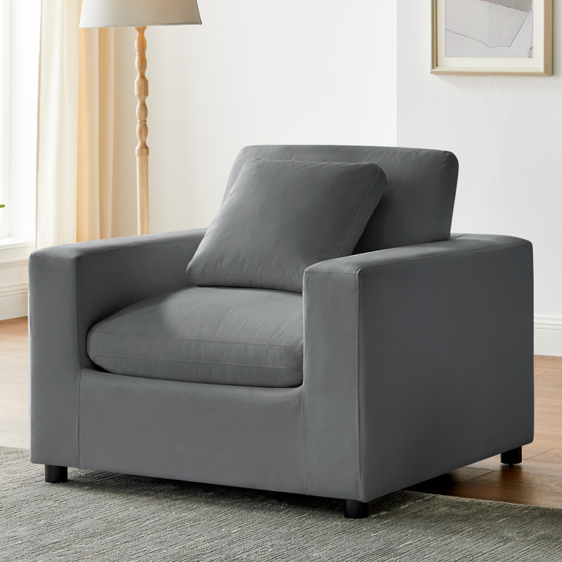 Jodina Modern Armchair, Charcoal Performance Polyester