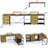 114" L-Shaped Desk With Power Hub, Industrial Gaming Desk - 6 Drawers, Removable Monitor Stand, Rustic Brown Home Office
