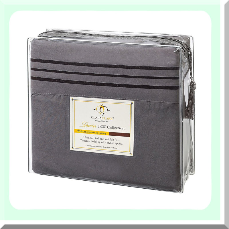 Luxury Comfort 1800 Series Queen Sheet Set - 4 Piece Gray Bedding Bundle - Soft, Wrinkle Resistant, Deep Pocket Fitted Sheet - Hotel Quality Linens