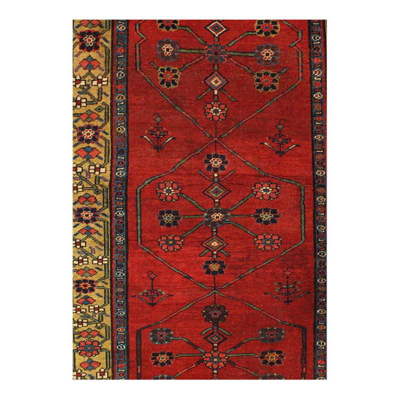 Rust Persian Antique Bidjar Runner 4'x18'
