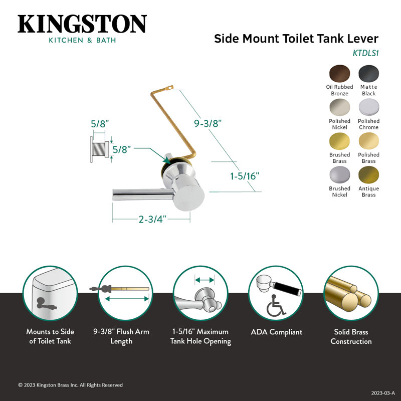 Kingston Brass Concord Side Mount Toilet Tank Lever, Oil Rubbed Bronze