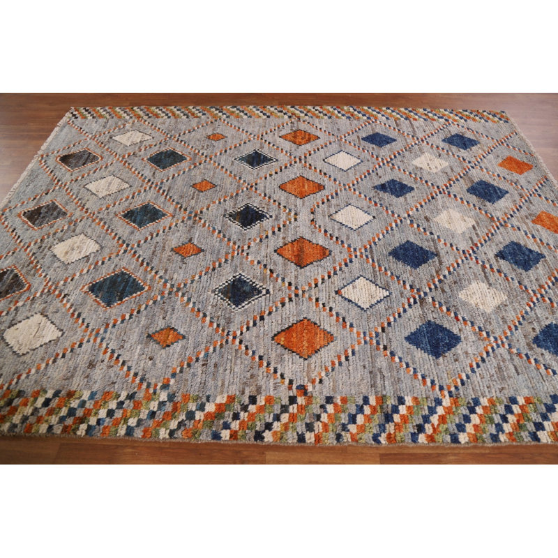 Tapis marocain treillis noué à la main 7 x 9