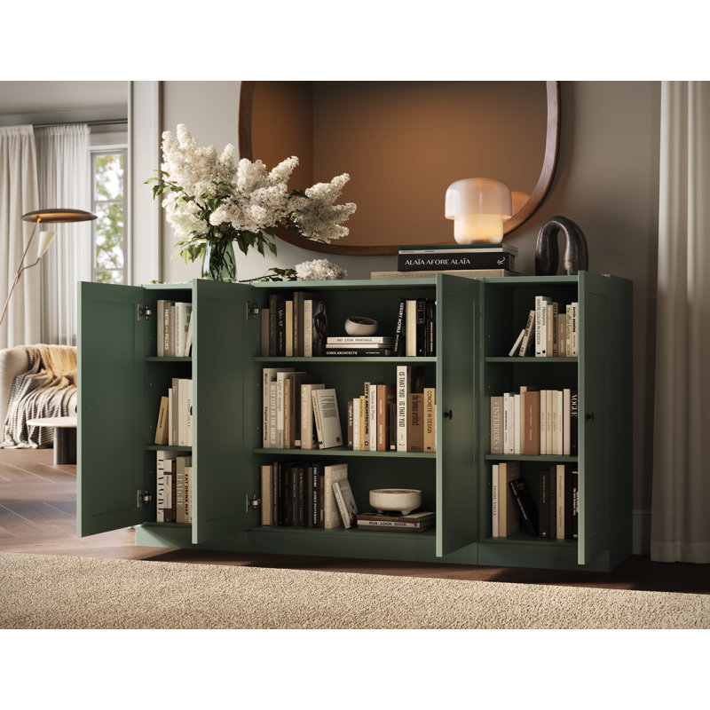 Palace Imports 100% Solid Wood 65" Sideboard with Shaker Doors and Adjustable Shelves, Sage