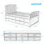 Lit simple en pin massif avec tiroirs, ton, base de matelas à 10 lattes, apte à