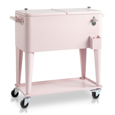 80 Qt. Outdoor Rolling Cooler Cart Storage Cabinet