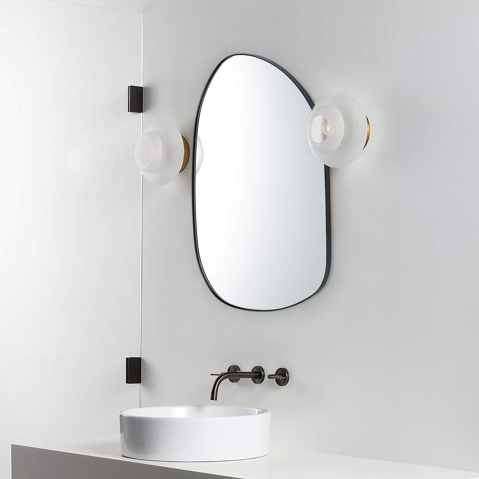 Stainless Steel Mirror, 22" x 30", Matte Black