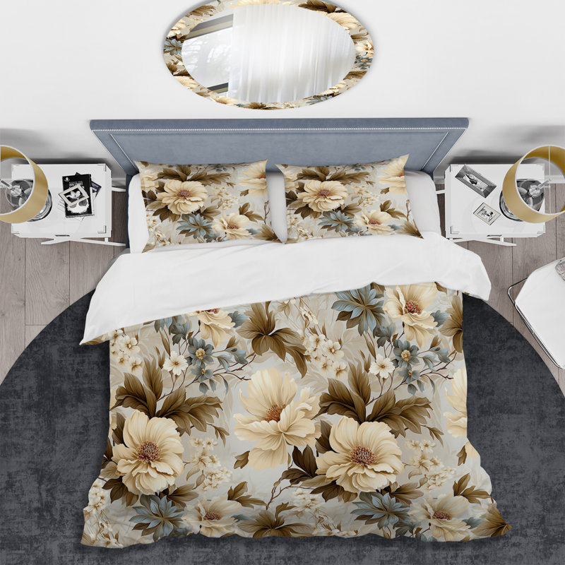 Literie éthérée à motif rococo Flourish Victorian II, Housse de couette pour très grand lit et 2 très