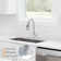 JS Pull Down Single Handle Kitchen Faucet with Deck Plate 3 Spray Modes Eco Water Saving