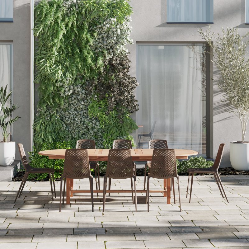 Anautica Oval Long Dining Set, Brown