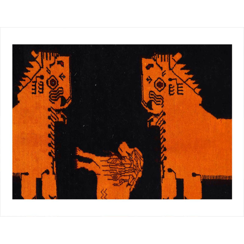 Tapis noué à la main 3 pi 8 po x 5 pi 8 po Animal