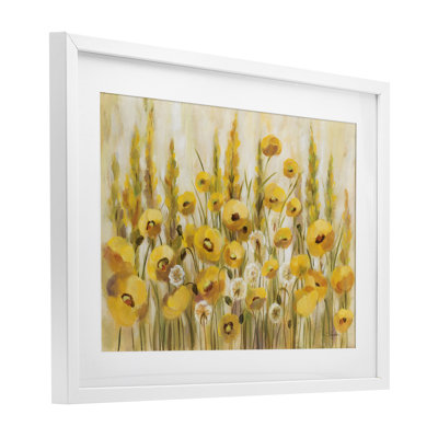 «Yellow Field of Poppies», reproduction sous verre encadrée, design par Silvia Vassileva