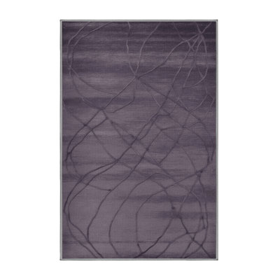 Machine Washable Abstract Purple Area Rug