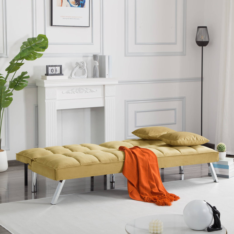 Futon canapé-lit 67,7 po Olive, Jaune