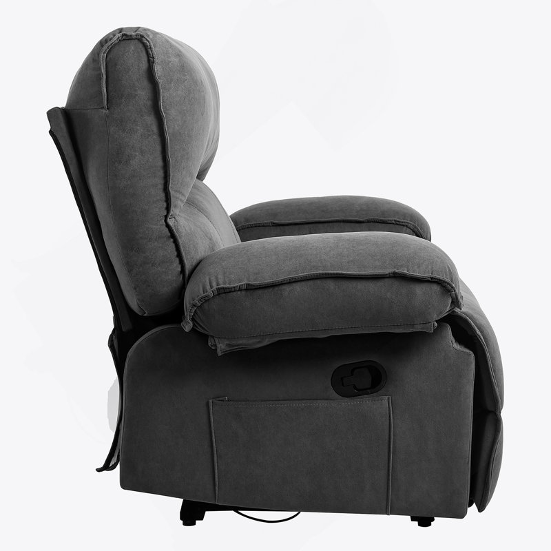 Fauteuil inclinable manuel surdimensionné pour le salon, Velours gris velours