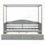 Lit de jour à baldaquin en bois simple avec 2 tiroirs; Ensemble de lattes, conception intemporelle et rangement compact pour les chambres à coucher modernes-1349214518