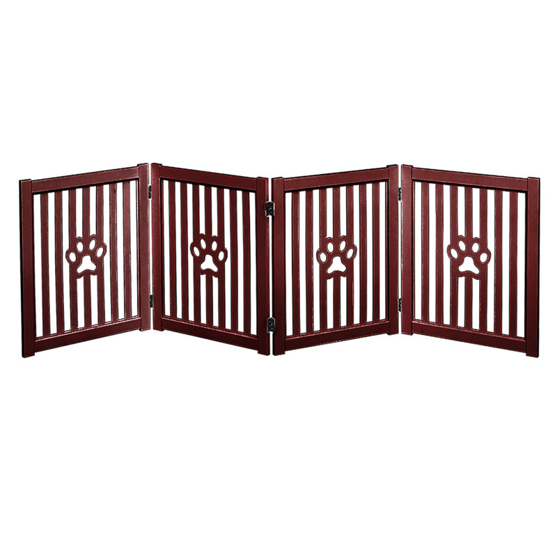 Trimer: barrière pour chien autoportante pliable en bois à 4 panneaux, L 80 po x H 23,6 po, pour les portes, les couloirs et les escaliers, charnières pivotantes à 360 degrés