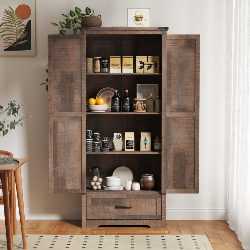 Armoire de cuisine 72 po Farmhouse, Marron clair