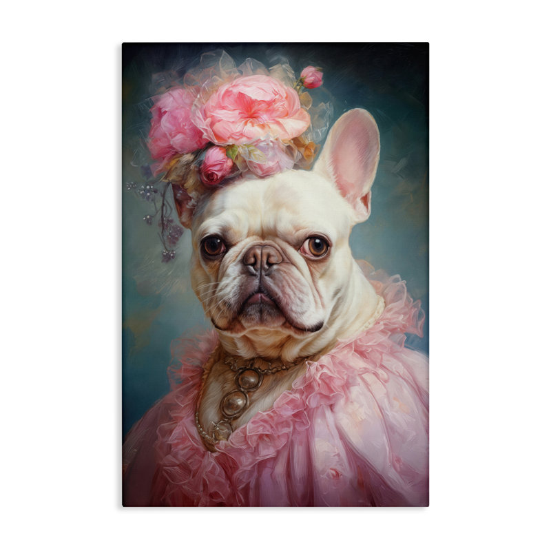 Toile de bouledogue français de l'époque victorienne, conception de Wumples, H 45 po x l 30 po