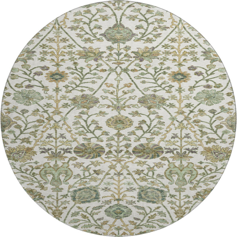 Premium Machine Washable Alexa AMF1087 Floral Rug, Round 8'