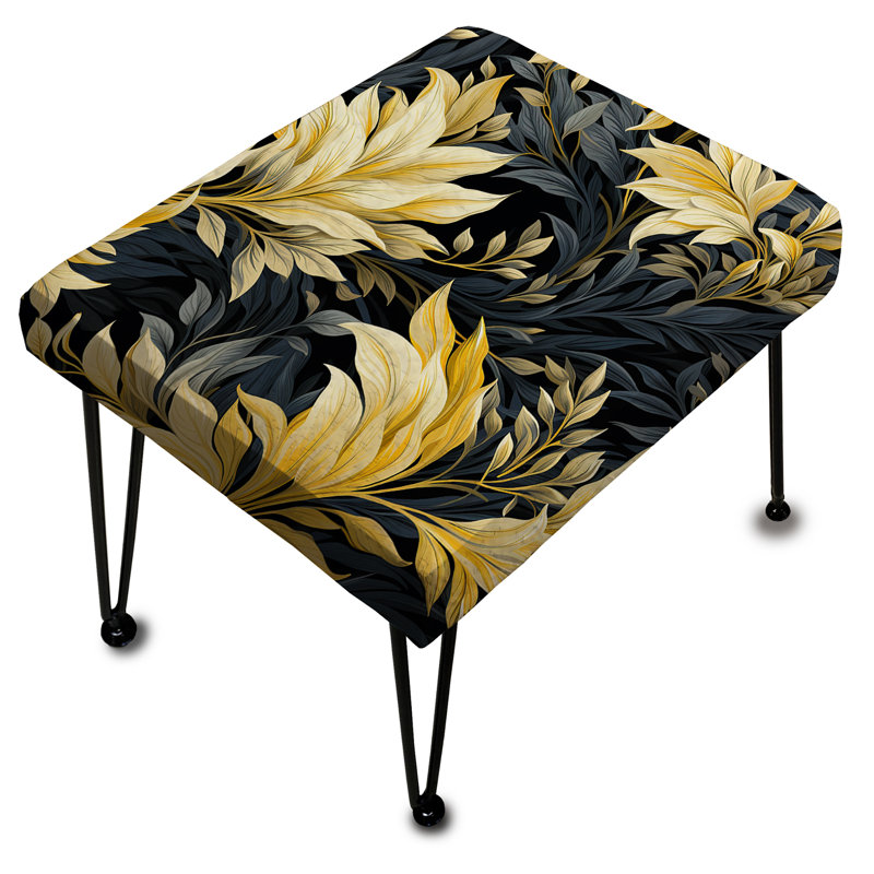 Yellow And Blue Tropical Plants Pattern I - Tropical Rectangle Ottoman