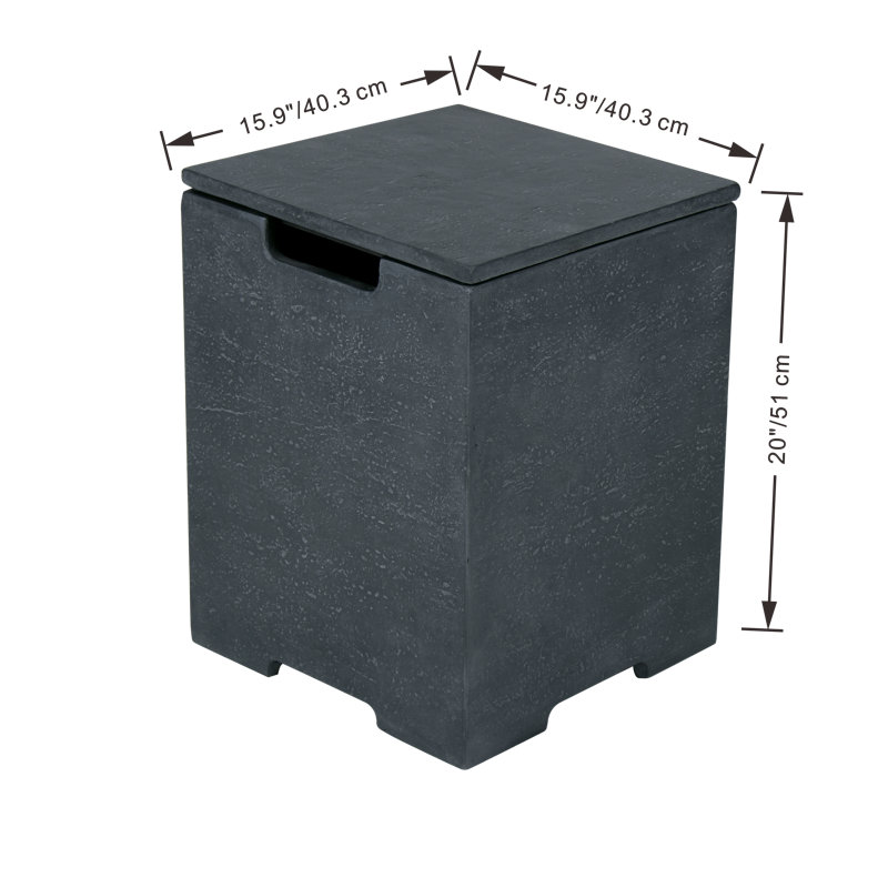 Dark Gray Square Concrete Propane Tank Cover, 16" x 20.5"
