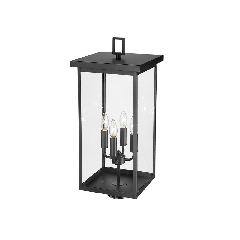 Barkeley 4 Light 26.13" Tall Outdoor Single Head Post Light, Powder Coated Black