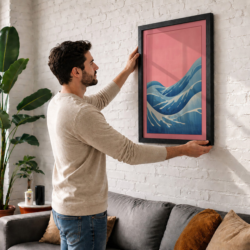 Flowing Ocean Waves Coastal - Framed Print, A1 - 84.1 x 59.4 cm, White