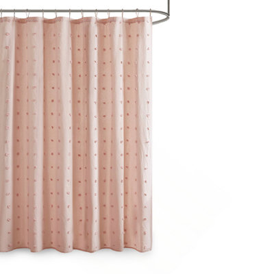 Rideau de douche en coton jacquard à pompons