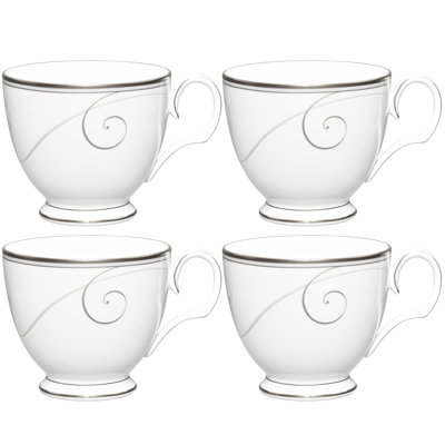 Noritake Platinum Wave Set of 4 Cups, 7 oz.