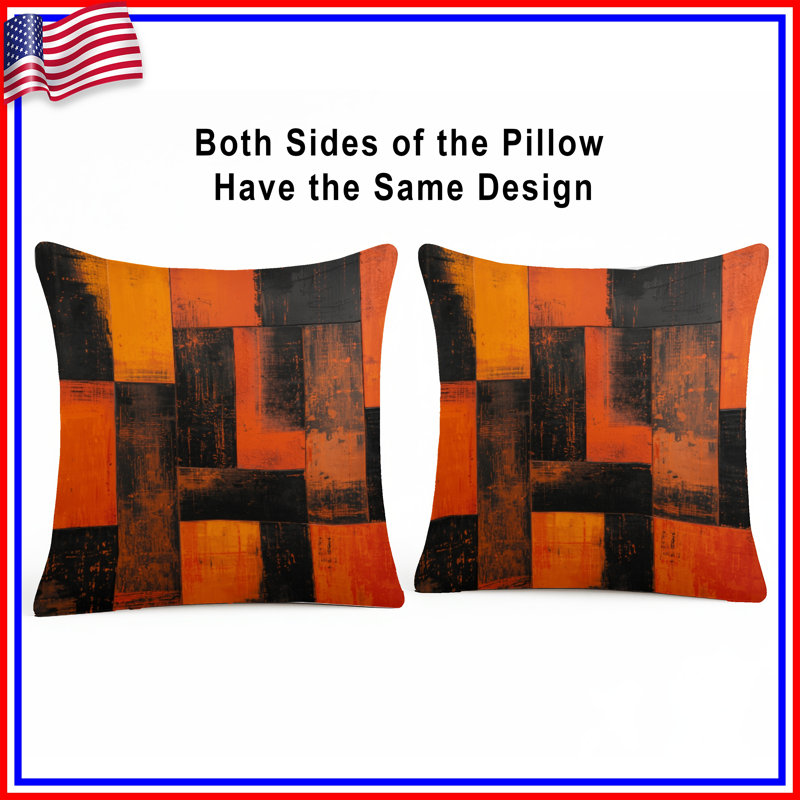 Coussins décoratifs Orange Blocks, 16 po x 16 po