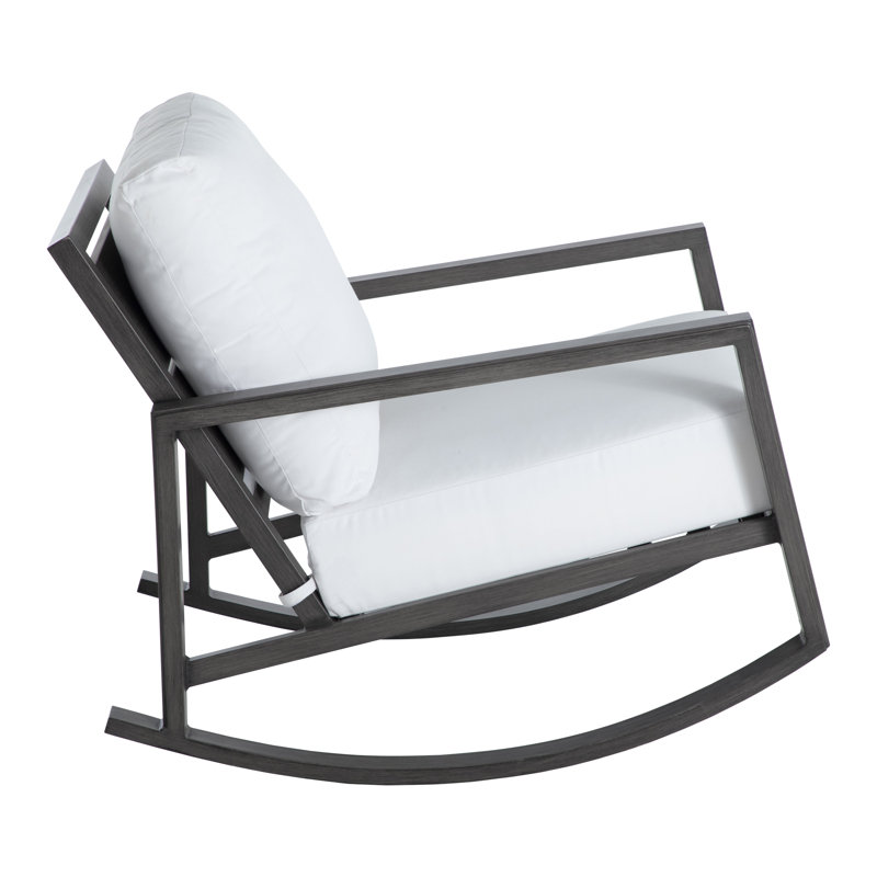 Avondale Wrought Aluminum Outdoor Rocker Chair by Summer Classics, Welt + Dream Fill, Perigold Key Figure Mineral, Slate Gray
