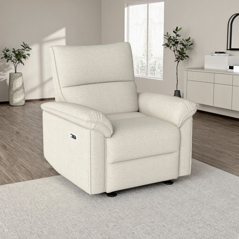 Zero-wall Power Recliner Chair With Usb-c Port – Fabric Wall-hugger Recliner For Small Spaces & Apartments, Beige/Gray