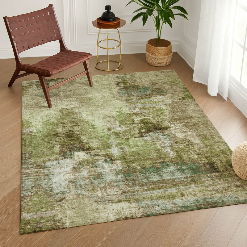 Tapis abstrait intérieur / extérieur lavable à la machine Efhantillonko ACN2300, Rectangle 9 pi x 12 pi