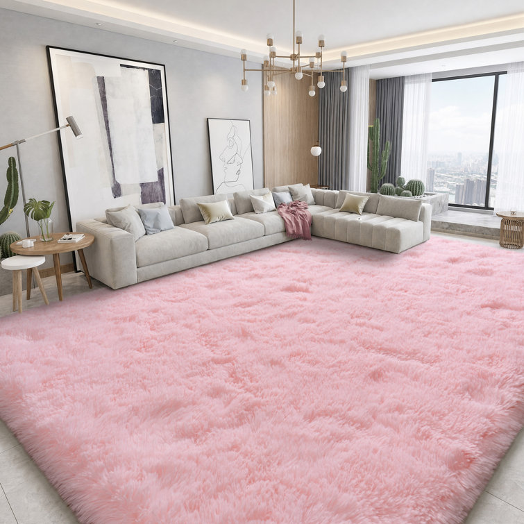 Solid Rug Soft Fluffy Pink Indoor Area Rug for Living Room Bedroom Nursery Kids Room